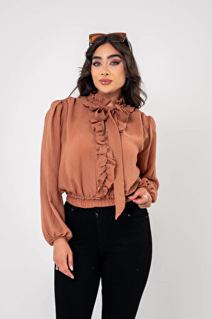 Kol Ve Bel Lastik Bağlama Detaylı Bluz BLZ630