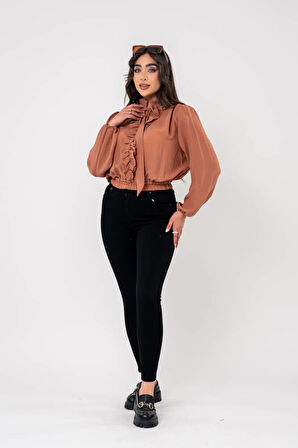 Kol Ve Bel Lastik Bağlama Detaylı Bluz BLZ630