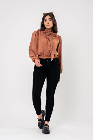 Kol Ve Bel Lastik Bağlama Detaylı Bluz BLZ630