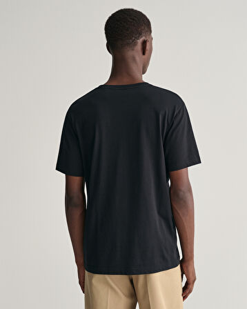 GANT Erkek Siyah Regular Fit Bisiklet Yaka Logolu T-shirt