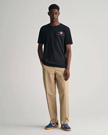 GANT Erkek Siyah Regular Fit Bisiklet Yaka Logolu T-shirt