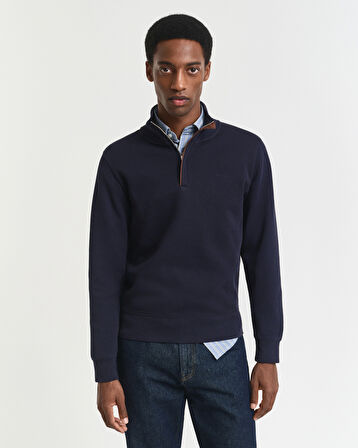 GANT Erkek Lacivert Regular Fit Yarım Fermuarlı Sweatshirt
