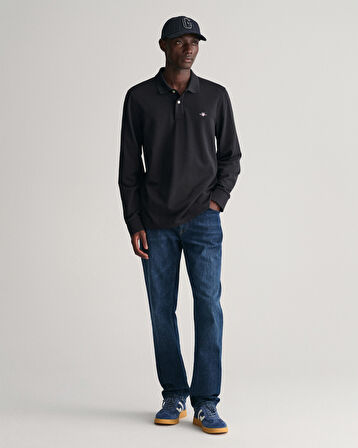 GANT Erkek Siyah Regular Fit Uzun Kollu Polo