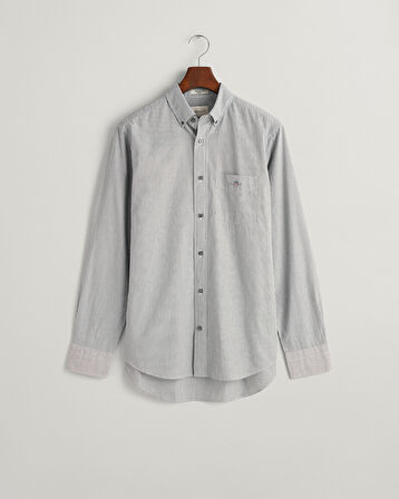 GANT Erkek Siyah Regular Fit Düğmeli Yaka Çizgili Gömlek