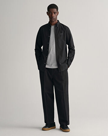 GANT Erkek Siyah Regular Fit Düğmeli Yaka Oxford Gömlek