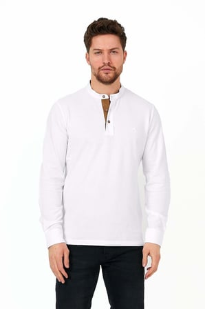Erkek Hakim Yaka Pike Uzun Kol Sweatshirt Koyu Lacivert