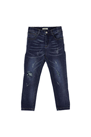 Panço Erkek Çocuk Yıkamalı Denim Pantolon Lacivert