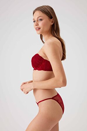 Kadın Lacivert 4032 Balenli Destekli Straplez Sütyen Takım