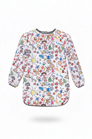 yorni 4-7 Yaş Family Sıvı Geçirmez, Makinede Yıkanabilir, Uzun Kollu Çocuk Faaliyet Aktivite Boyama Önlüğü