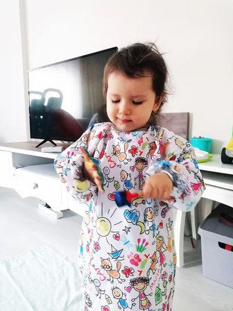 Yorni 3-6 Yaş Family Uzun Kollu, Sıvı Geçirmez, Makinede Yıkanabilir Çocuk Faaliyet Aktivite Boyama Önlüğü