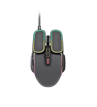 Performans Odaklı 6500 DPI Kablolu Oyuncu Mouse - Windows Uyumlu RGB Aydınlatmalı (Siyah/Alüminyum)