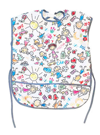 Yorni 4-7 Yaş, Family Kısa Kollu Sıvı Geçirmez Çocuk Önlük, Makinede Yıkanabilir, Boya, Oyun ve Yemek Zamanı