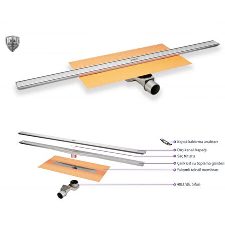 HÜPPE Virtuoso Duş Kanalı Mat 100 Cm (48LT)