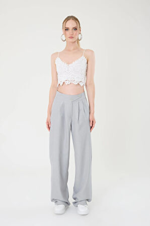 Keten Karışımlı Kore Model Palazzo Pantolon