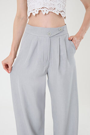 Keten Karışımlı Kore Model Palazzo Pantolon