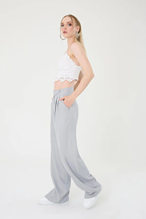 Keten Karışımlı Kore Model Palazzo Pantolon