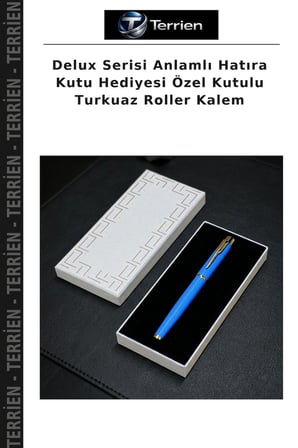 Delux Serisi Anlamlı Hatıra Kutu Hediyesi Özel Kutulu Turkuaz Roller Kalem