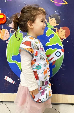 Yorni 3-7 Yaş, Zoo Kısa Kollu Sıvı Geçirmez Çocuk Önlük, Makinede Yıkanabilir, Boya, Oyun ve Yemek Zamanı