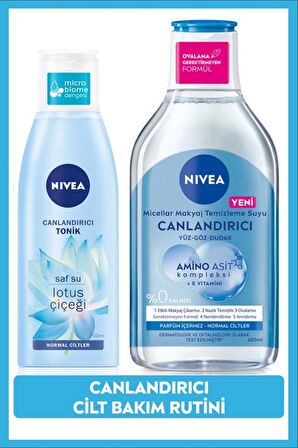 NIVEA Canlandırıcı Micellar Makyaj Temizleme Suyu 400ml ve Nemlendirici Tonik 200ml, Arındırıcı, Normal Cilt, Yüz Temizleyici
