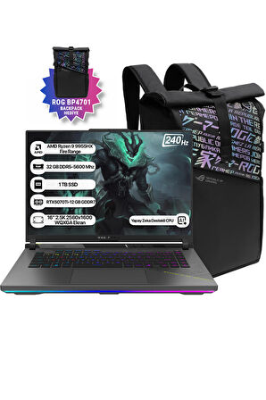 Asus Rog Strix G16 G614FR-S5111 Ryzen 9 9955HX 32GB 1TB SSD RTX5070Ti-12GB Dos 16" 240Hz WQXGA Taşınabilir Bilgisayar