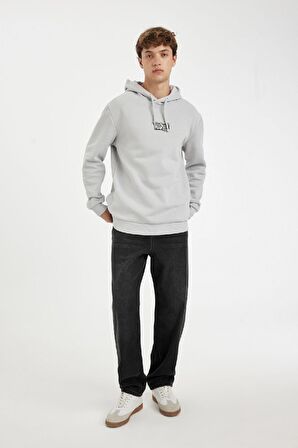 DeFacto Marvel Logo Only Regular Fit Kapüşonlu Sweatshirt C6513AX24AUGR184