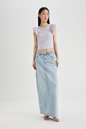 DeFacto Slim Fit Dar Kesim Bisiklet Yaka Fitilli Kaşkorse Kısa Kollu Tişört X5562AZ24SPPR242