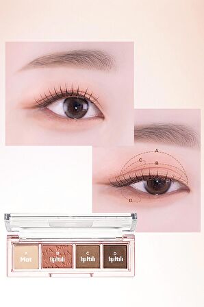Yoğun Pigmentli Mat ve Işıltılı Tonlar Barındıran 4'lü Far Paleti Day Vibe Palette (#4 Prima Pink)