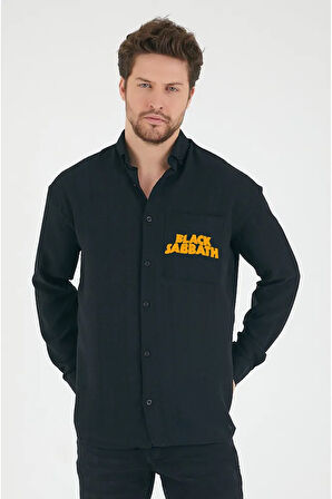 Black Sabbath Müzik Grubu Baskılı Unisex Rock Metal Cepli Gömlek