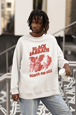 Black Sabbath Heaven And Hell Yazılı Unisex Oversize Müzik Grubu Sweatshirt