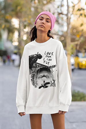 Rapper Traviis Scott Baskılı Unisex Oversize Rapper Sweatshirt