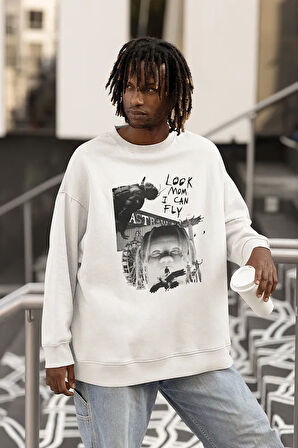 Rapper Traviis Scott Baskılı Unisex Oversize Rapper Sweatshirt