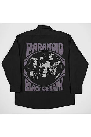 Paranoid Black Sabbath Müzik Grubu Baskılı Unisex Tasarım Gömlek