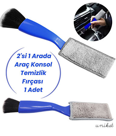 2'si 1 Arada Araç İç Silgi - Havalandırma ve Konsol Temizlik Fırçası 1 Adet