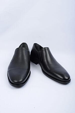 SİYAH HAKİKİ DERİ ERKEK KLASİK AYAKKABI CHELSY