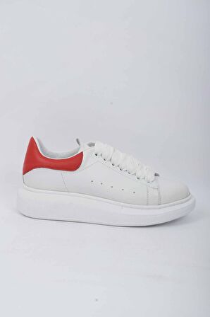 BEYAZ KIRMIZI HAKİKİ DERİ ERKEK CASUAL AYAKKABI CHELSY