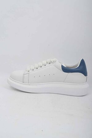 BEYAZ MAVİ HAKİKİ DERİ ERKEK CASUAL AYAKKABI CHELSY