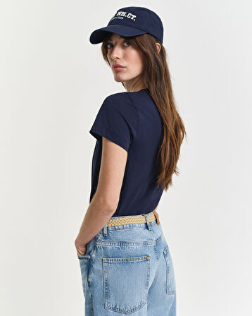 GANT Kadın Lacivert Regular Fit Bisiklet Yaka T-Shirt