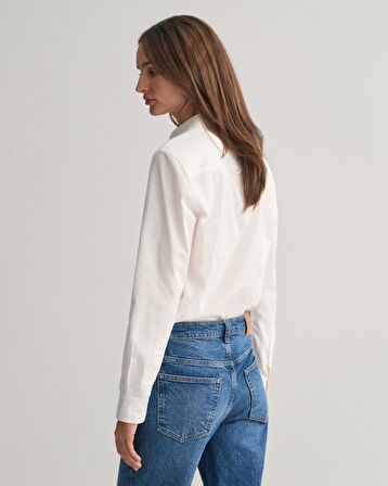 GANT Kadın Beyaz Slim Fit Klasik Yaka Oxford Gömlek
