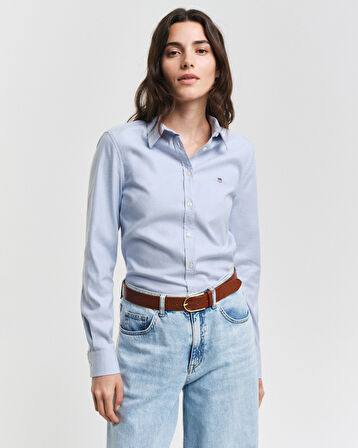 GANT Kadın Mavi Slim Fit Klasik Yaka Oxford Gömlek