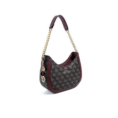 Silver Polo  Kadın Omuz Çantası 1168-48037 SILVER POLO BAYAN ÇANTASI M178 KAHVE SARI-MAT BORDO