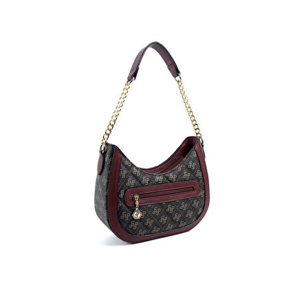 Silver Polo  Kadın Omuz Çantası 1168-48037 SILVER POLO BAYAN ÇANTASI M178 KAHVE SARI-MAT BORDO