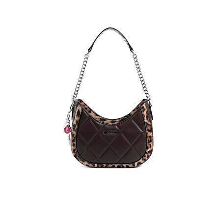 Silver Polo  Kadın Omuz Çantası 1168-48041 SILVER POLO BAYAN ÇANTASI M105 KAHVE-MAT LEOPAR TABA