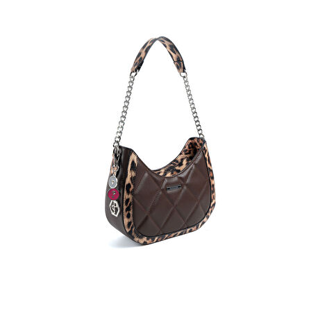 Silver Polo  Kadın Omuz Çantası 1168-48041 SILVER POLO BAYAN ÇANTASI M105 KAHVE-MAT LEOPAR TABA