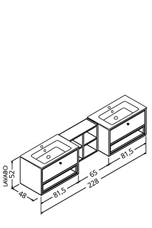 Espero 225 Cm Siyah Lavabolu Alt Modül