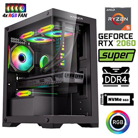Xaser Xsr1077 Ryzen 5 3600 32GB Ram 1TB M.2 NVMe SSD 8GB RTX2060 SUPER Oyuncu Masaüstü Bilgisayarı
