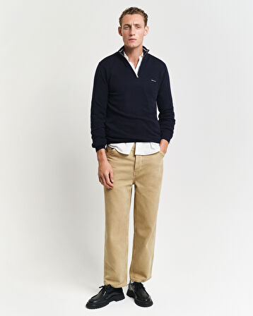 GANT Erkek Lacivert Regular Fit Yarım Fermuarlı Kazak