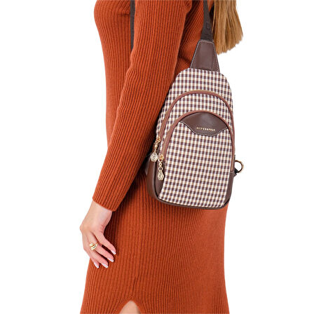 Silver Polo  Kadın Portföy Çantası 959-48066 SILVER POLO FREEBAG M191 KAHVE SARI-MAT KAHVE
