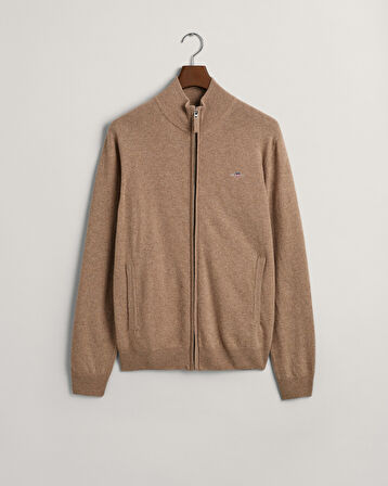 GANT Erkek Bej Regular Fit Fermuarlı Yün Hırka