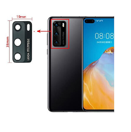Huawei Uyumlu P40 Arka Kamera Camı Lens Yapışkanlı