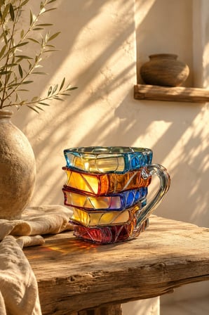 2'Li Kitap Tasarımlı Renkli Borosilikat Cam Kupa 350 ml 3 Boyutlu| Kahve, Çay ve Nescafe Bardağı